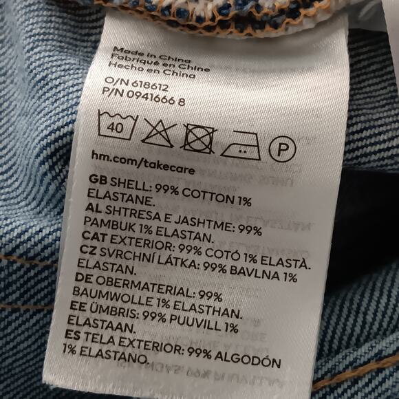 H&M High Waist Mom Jeans Size 8 Blue Straight skinny Legs Zipper Button Closure - Picture 11 of 12